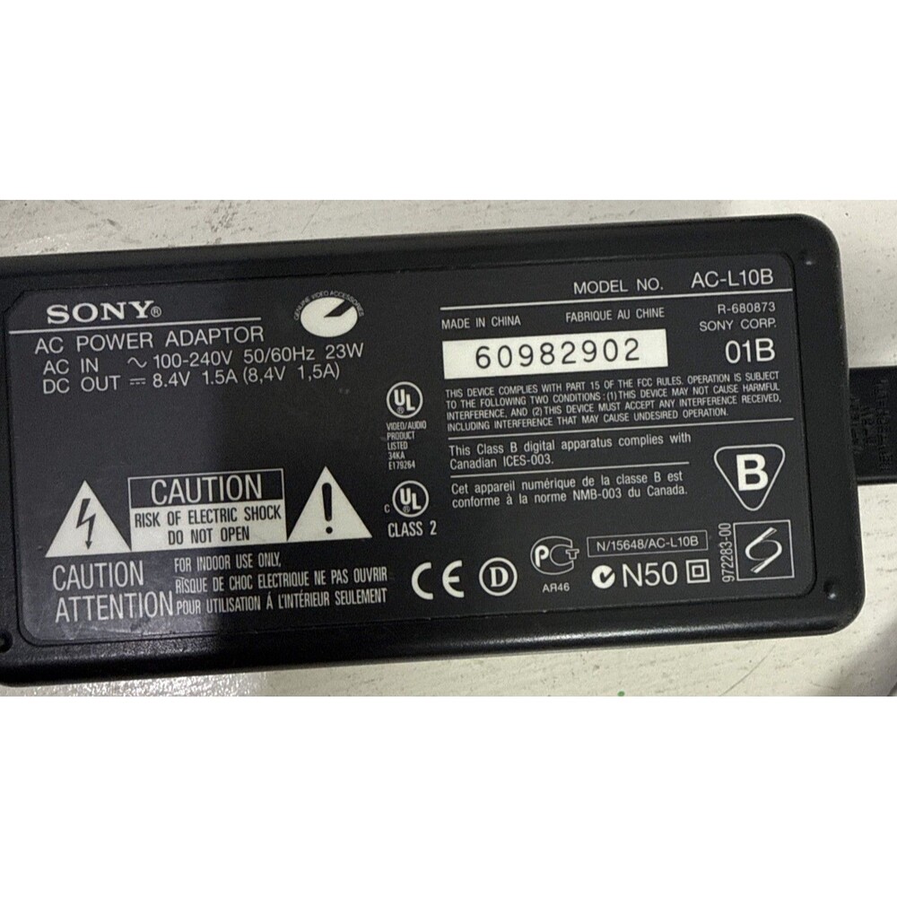 Genuine Sony AC-L10B Power Adaptor Hi8 Handycam Camcorder OEM AC Supply